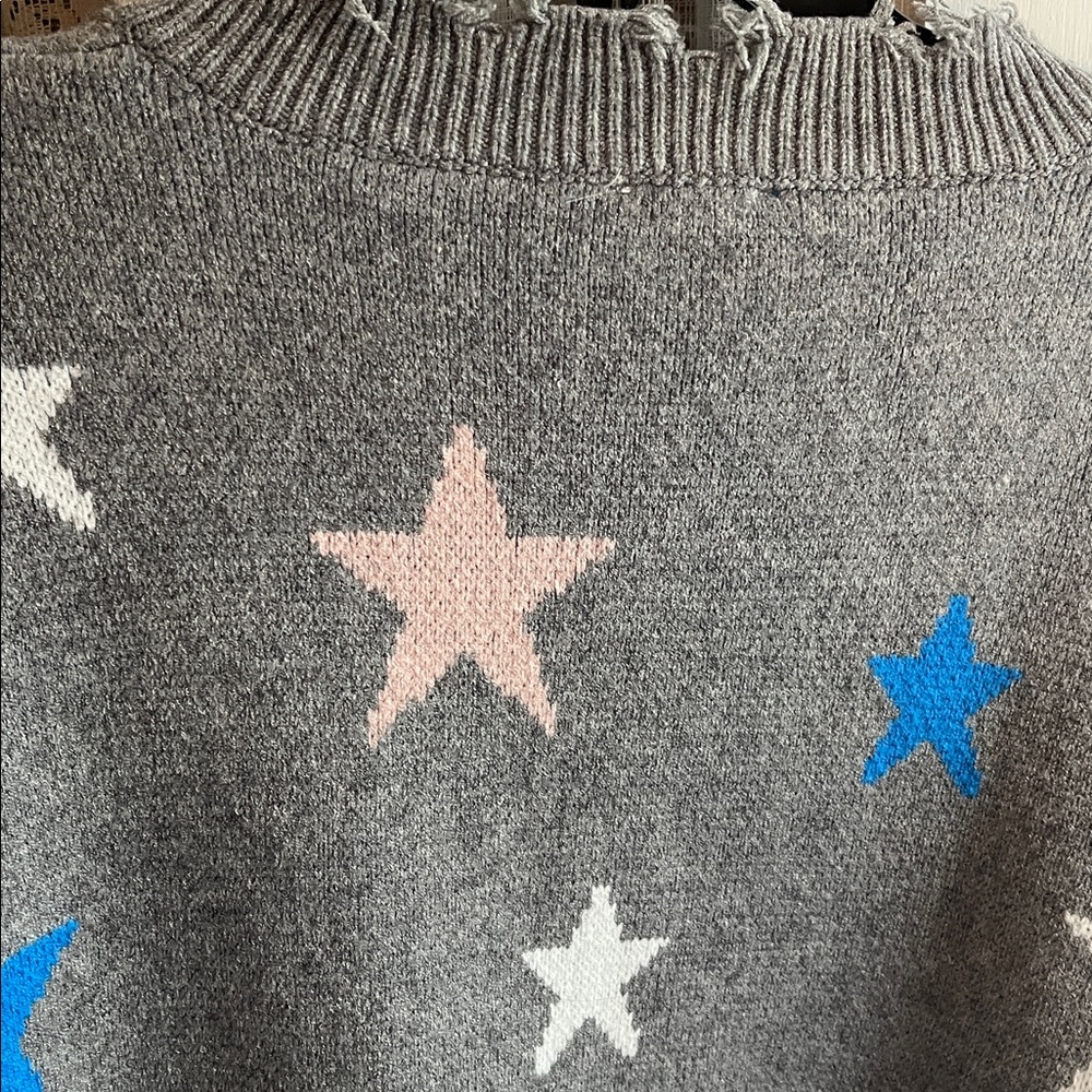 Poem & Thread Grey Distressed Pullover Swester - Picture 7 of 11